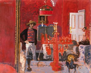トルコの帽子をかぶった自画像（油彩） 作： Alberto Morrocco