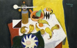 梨のある静物 作： Alberto Morrocco