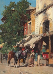 マーケットプレイス、イスタンブール、1881年 作： Alberto Pasini