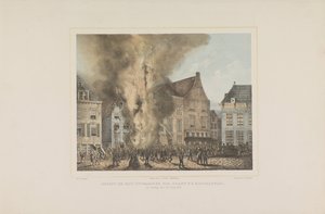 ミデルバーグでの火災発生時の様子。 1857 年 6 月 28 日日曜日 (オブジェクトのタイトル) 作： Albertus Anthonius Nunnink