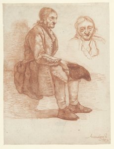 座っている老人、右側に、頭が繰り返されます 作： Albertus Brondgeest