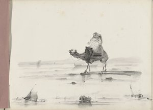 海岸に沿ってラクダに乗る男 作： Albertus van Beest