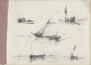 水上の帆船の研究シート 作： Albertus van Beest