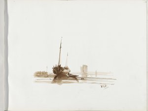 沖合に停泊する帆船 作： Albertus van Beest