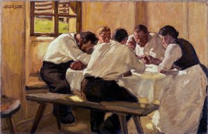 レパス、ラ スープ (バージョン 2) (ランチ (スープ、バージョン II) Albin Egger Lienz (1868-1926) による絵画、キャンバスに油彩 作： Albin Egger Lienz