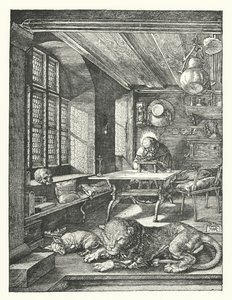 書斎の聖ジェローム（彫刻 作： Albrecht (after) Durer or Duerer