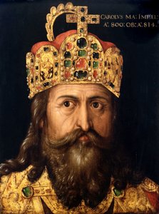 「シャルルマーニュの肖像 (742-814)」 アルブレヒト・デューラーの工房からの絵画、1514年頃 ドイツ歴史博物館 ベルリン ドイツ