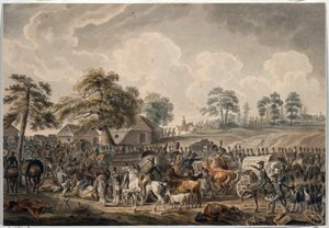 大陸軍は 1812 年 7 月 24 日にダウガヴァ川 (または西ドヴィナ川) を渡った (フランス軍は 7 月 24 日にダウガヴァ川を渡った。 作： Albrecht Adam