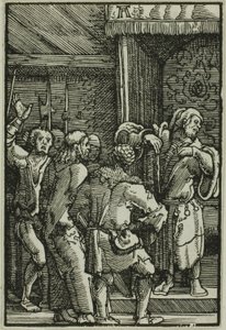 『人間の堕落と贖い』より カヤファの前のキリスト 作： Albrecht Altdorfer