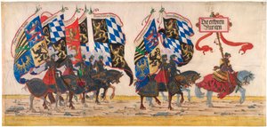 The German Princes - Albrecht Altdorfer (circa 1480-1538) の作品、鉛筆、インク、水彩、circa 1515 - アルベルティーナ、ウィーン (オーストリア) 作： Albrecht Altdorfer