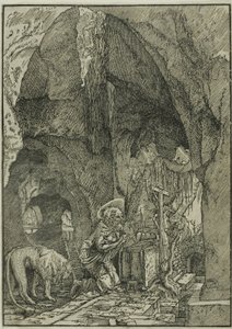 洞窟で懺悔する聖ジェローム 作： Albrecht Altdorfer