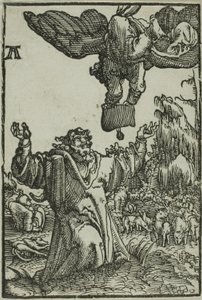 『人間の堕落と贖い』よりヨアヒムへの受胎告知 作： Albrecht Altdorfer