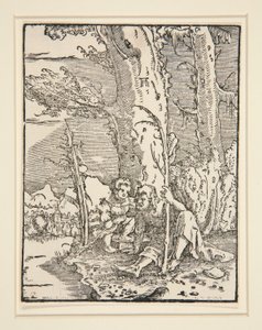 「人間の堕落と贖い」シリーズより、聖クリストファーと一緒の幼子イエス 作： Albrecht Altdorfer