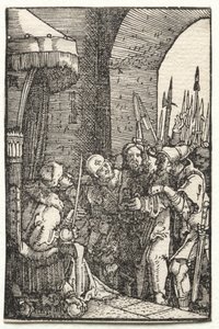 人間の堕落と贖い：ピラトの前のキリスト 作： Albrecht Altdorfer