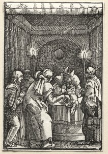 人の堕落と贖い：大祭司によって拒絶されたヨアヒムの捧げ物c。 1515。 作： Albrecht Altdorfer