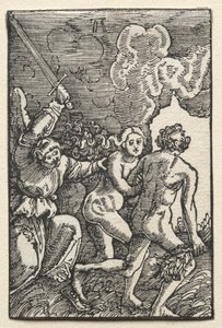 人の堕落と贖い：エデンからの追放、c。 1515。 作： Albrecht Altdorfer