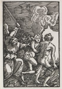 人の堕落と贖い：エデンからの追放、c。 1515。 作： Albrecht Altdorfer
