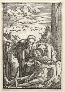 人の堕落と贖い：十字架の下の嘆きc。 1515。 作： Albrecht Altdorfer