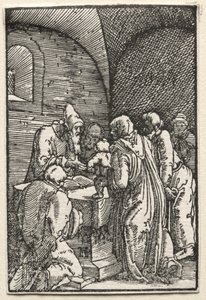 人間の堕落と贖い：神殿でのキリストの奉献 作： Albrecht Altdorfer