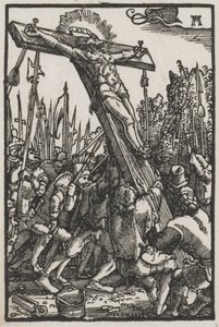 人間の堕落と贖い：十字架の掲げ 作： Albrecht Altdorfer