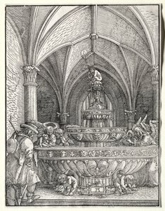 噴水でエジプトへの飛行中の聖家族 作： Albrecht Altdorfer