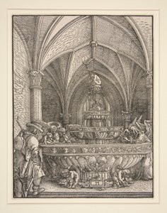 噴水でエジプトへの飛行中の聖家族 作： Albrecht Altdorfer
