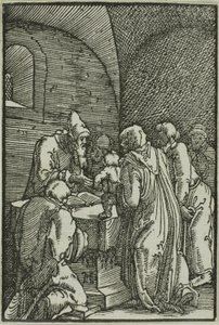 『人間の堕落と贖い』より 神殿での贈呈 作： Albrecht Altdorfer
