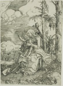 風景の中の聖母子と祝福の子 作： Albrecht Altdorfer