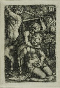 ニンフをめぐって争う二人のサテュロス 作： Albrecht Altdorfer
