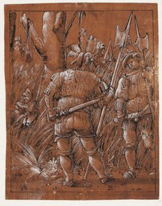 恋人たちを見つめる 2 人のランスクネ 作： Albrecht Altdorfer