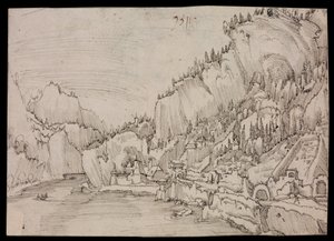 ドナウ川のサルミンシュタイン 作： Albrecht Altdorfer