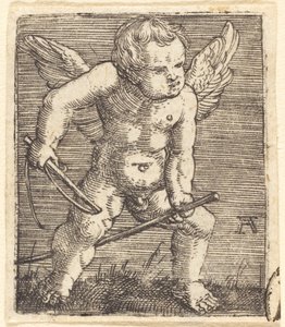 趣味の馬と鞭を持つ有翼の精霊 作： Albrecht Altdorfer
