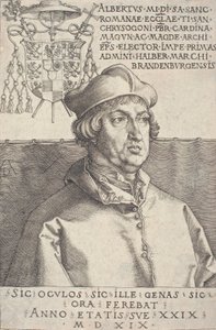 ブランデンブルク小枢機卿のアルブレヒト枢機卿、1519年。 作： Albrecht Dürer