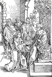 セルテスがザクセンの選挙人に彼の本を提示する、1501 1906 作： Albrecht Dürer