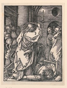 商人 (または両替商) を神殿から追い払うキリスト、「リトル パッション シリーズ」より 作： Albrecht Dürer
