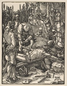 キリストは十字架に釘付けになりました。 1509。 作： Albrecht Dürer