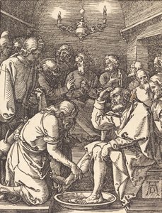 弟子たちの足を洗うキリスト、おそらくc。 15091510。 作： Albrecht Dürer