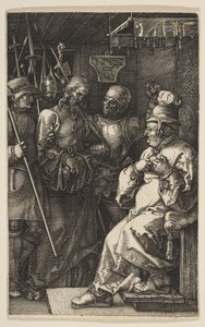 カイアファスの前のキリスト、受難、1512年。 作： Albrecht Dürer
