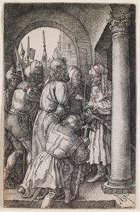 シリーズ「刻まれた受難」よりピラトの前のキリスト 作： Albrecht Dürer