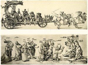 マクシミリアン1世の戦車のドラフト 作： Albrecht Dürer