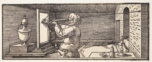 花瓶を描く製図工 作： Albrecht Dürer