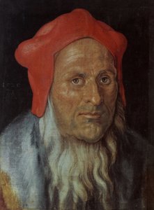 ドイツ語：赤い帽子をかぶったひげ面の男の肖像 男性の肖像 作： アルブレヒト・デューラー