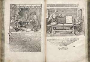 人間の割合に関する4冊の本のイラスト、1528年 作： Albrecht Dürer