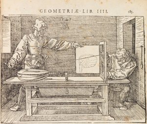 幾何学的実体の4冊の本、1528年。 作： Albrecht Dürer