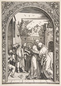 聖母の生涯、1504年、ゴールデンゲートのヨアヒムとアンナ。 作： Albrecht Dürer