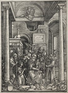 聖母の生涯：聖人と天使による聖母と子の礼拝 作： Albrecht Dürer