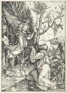 聖母の生涯：ヨアヒムと天使、c。 1504。 作： Albrecht Dürer