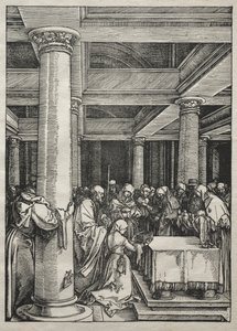 聖母の生涯：神殿でのイエスの贈り物、1504-1505年。 作： Albrecht Dürer