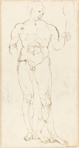 鏡を持った男性のヌード [直腸] 作： Albrecht Dürer
