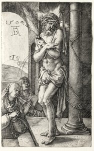 柱のそばの悲しみの男、1509年。 作： Albrecht Dürer